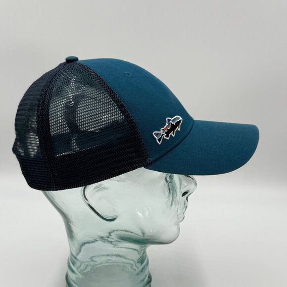 PATAGONIA Mesh Trucker Hat Mens One Size Trout Blue Teal Snapback Adjustable Cap - Picture 4 of 10